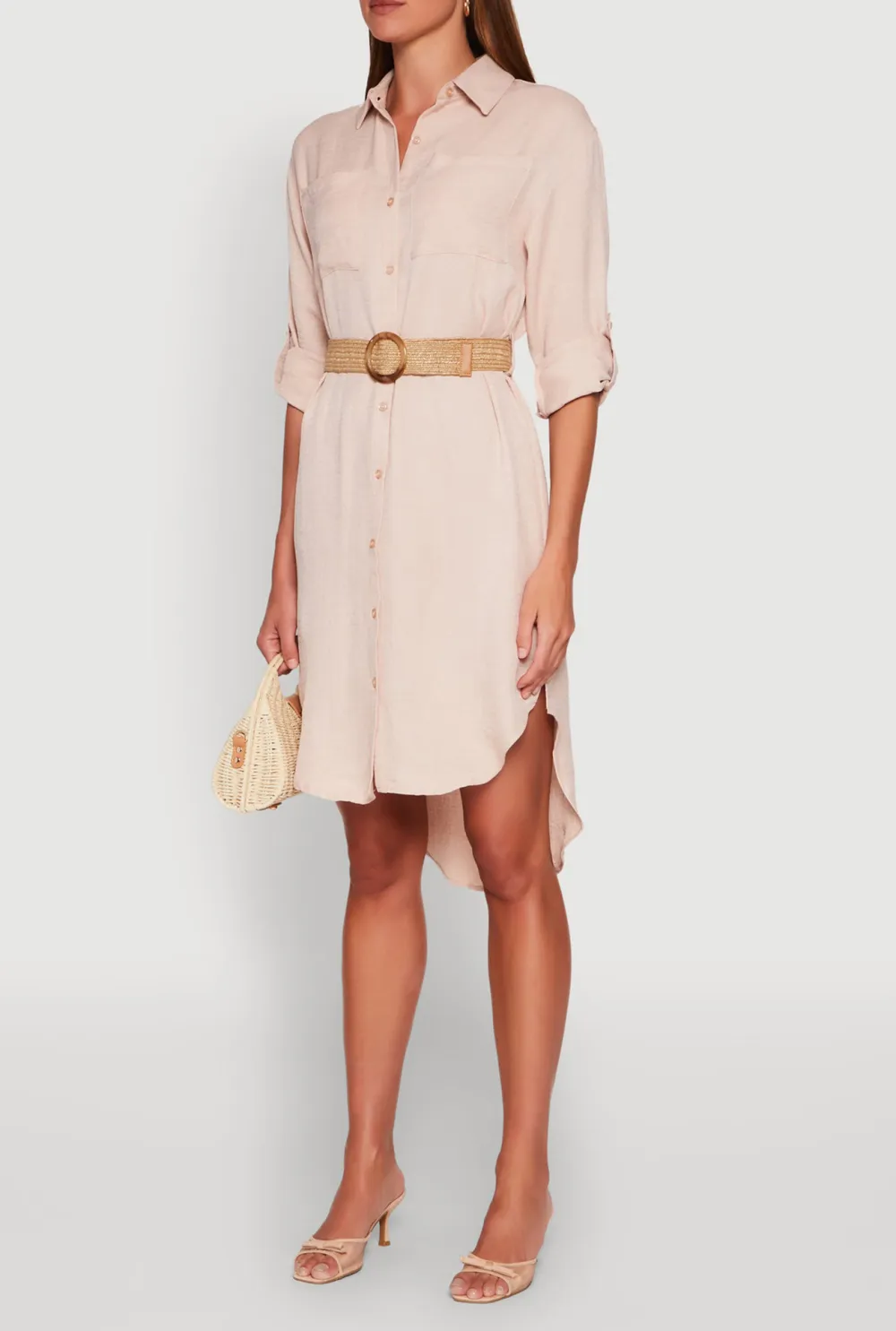 Three Quarter Sleeved Shirt Dress