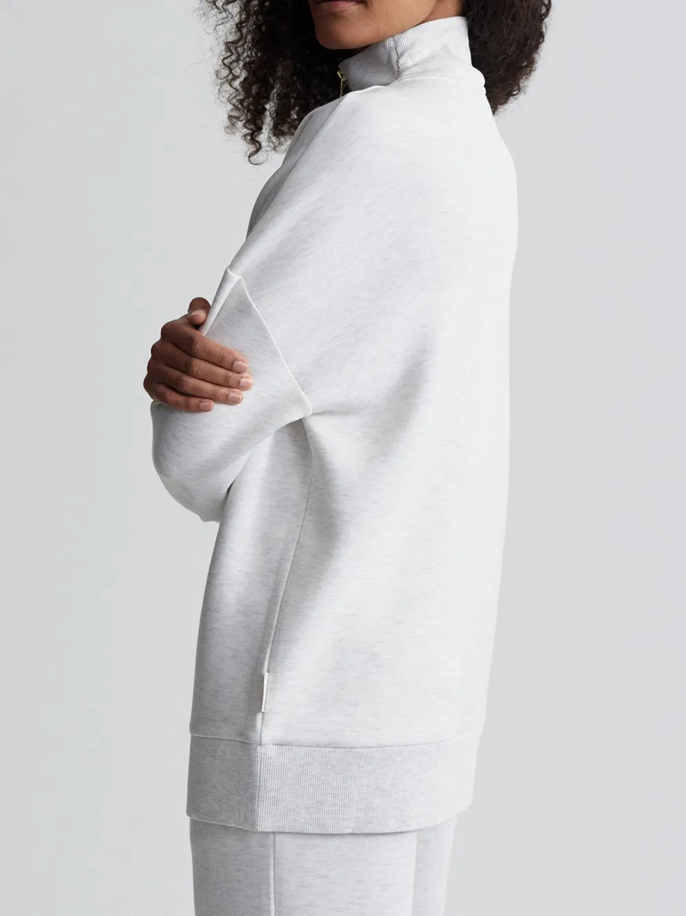 Trendy Quarter-Zip High-Collar Sweatshirt