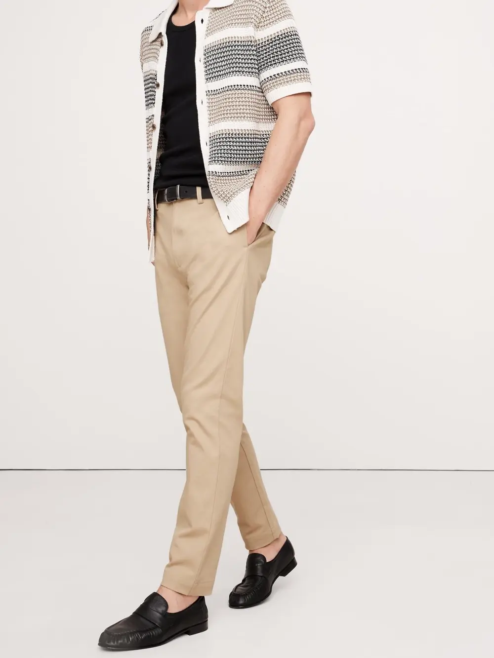 Skin-Friendly Khaki Beige Cotton Stretch Men's Trousers