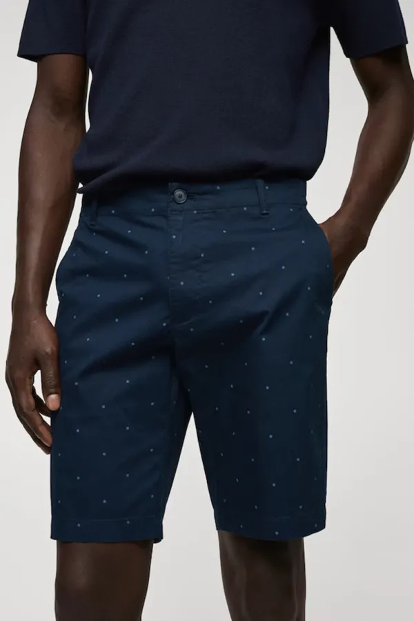 Slim-Fit Cotton Micro-Print Shorts