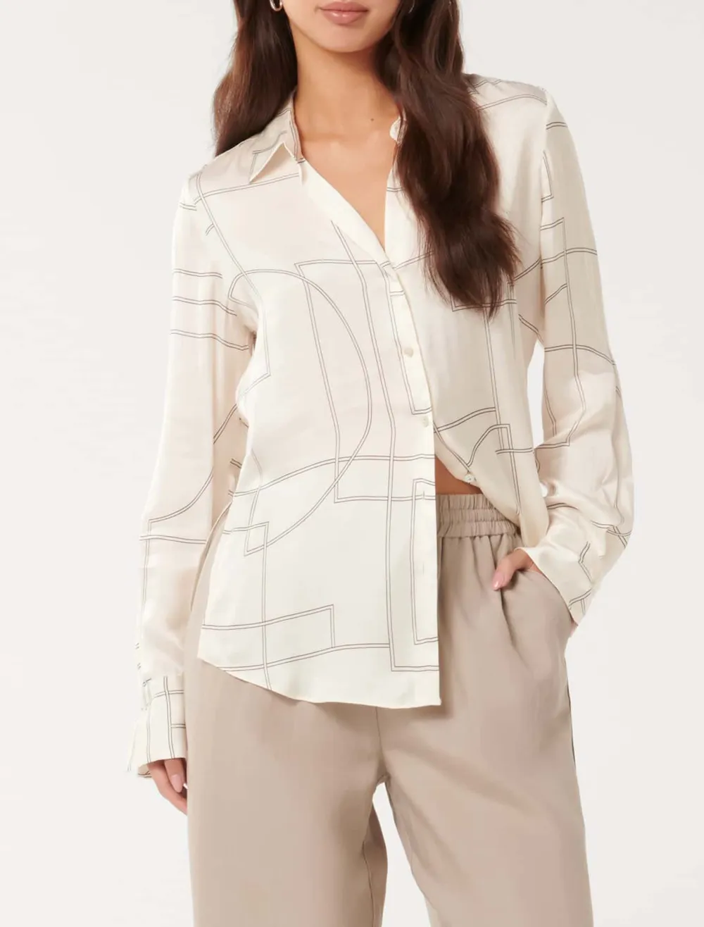 Notched Neck Satin Shirt