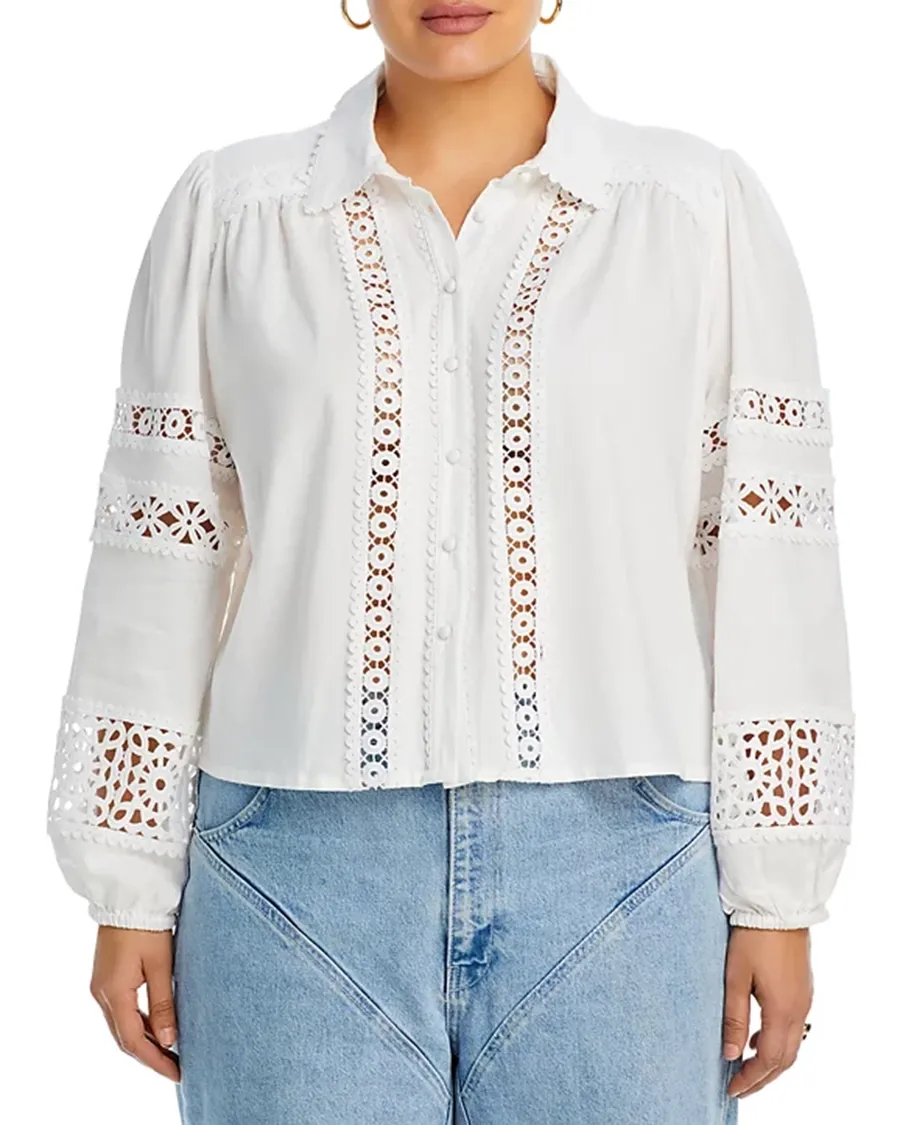 Long Sleeve Lace Button Up Shirt