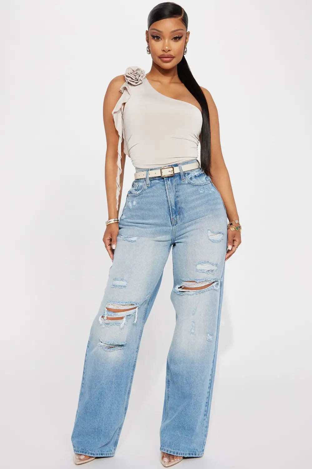 Feeling Pretty Rosette Bodysuit - Stone