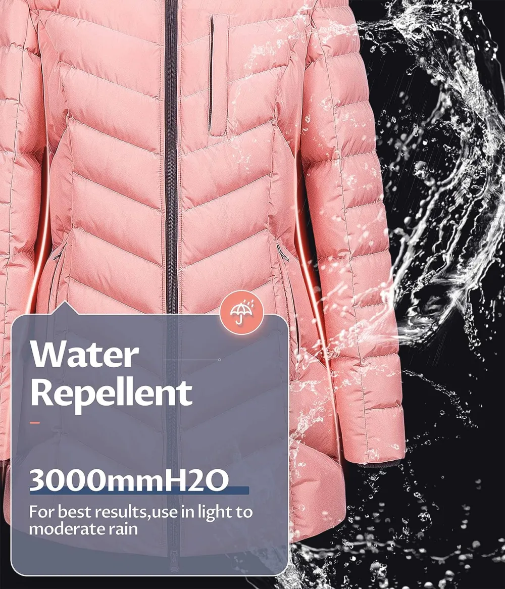 US Women's Winter Hooded Coat Waterproof Warm Long Puffer Jacket Parka