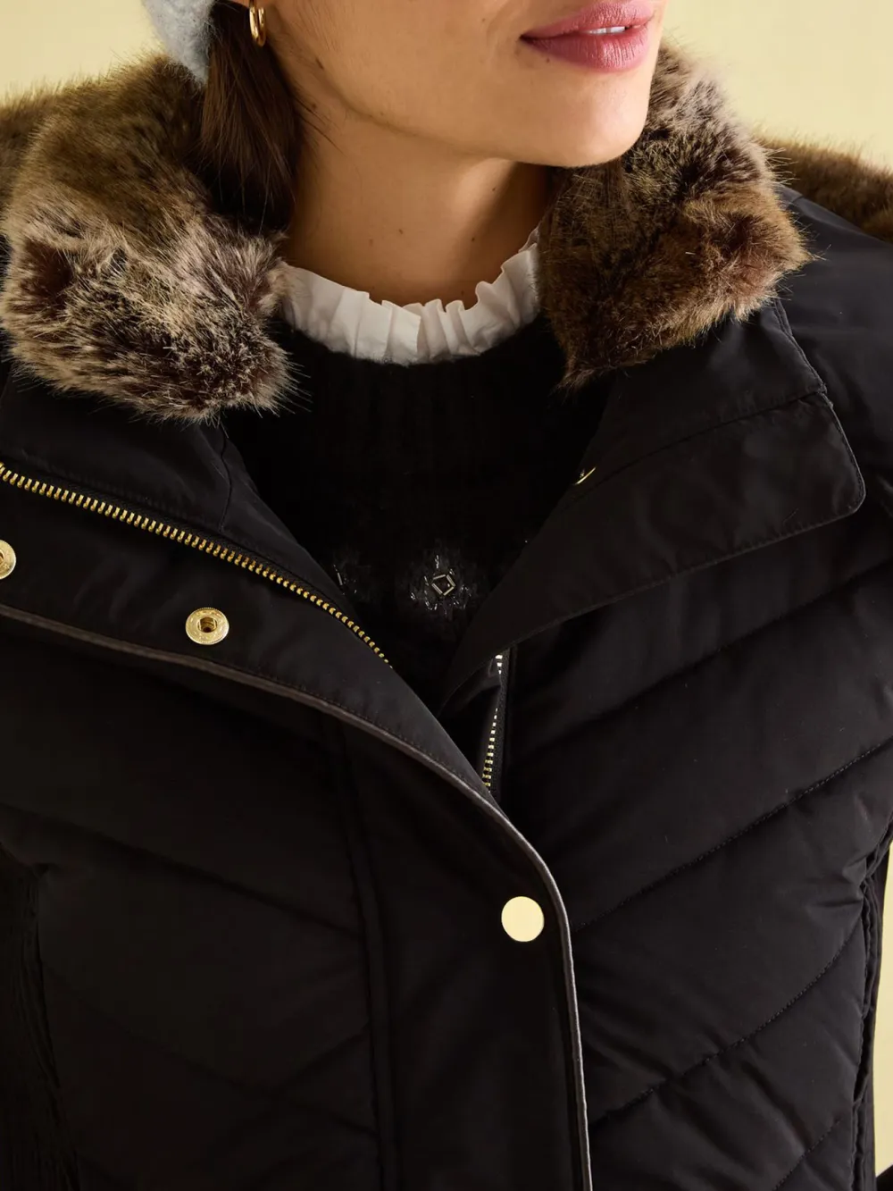 Black Showerproof Longline Padded Coat