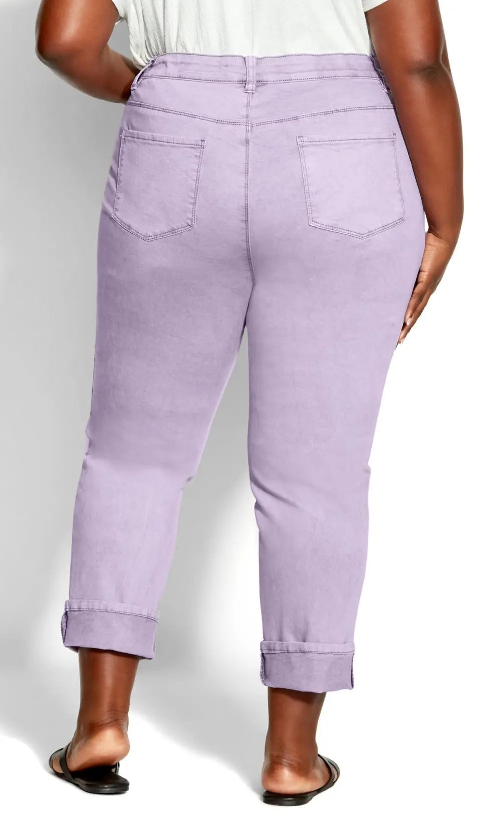 Evans Purple Embroidered Turn Up Denim Jean
