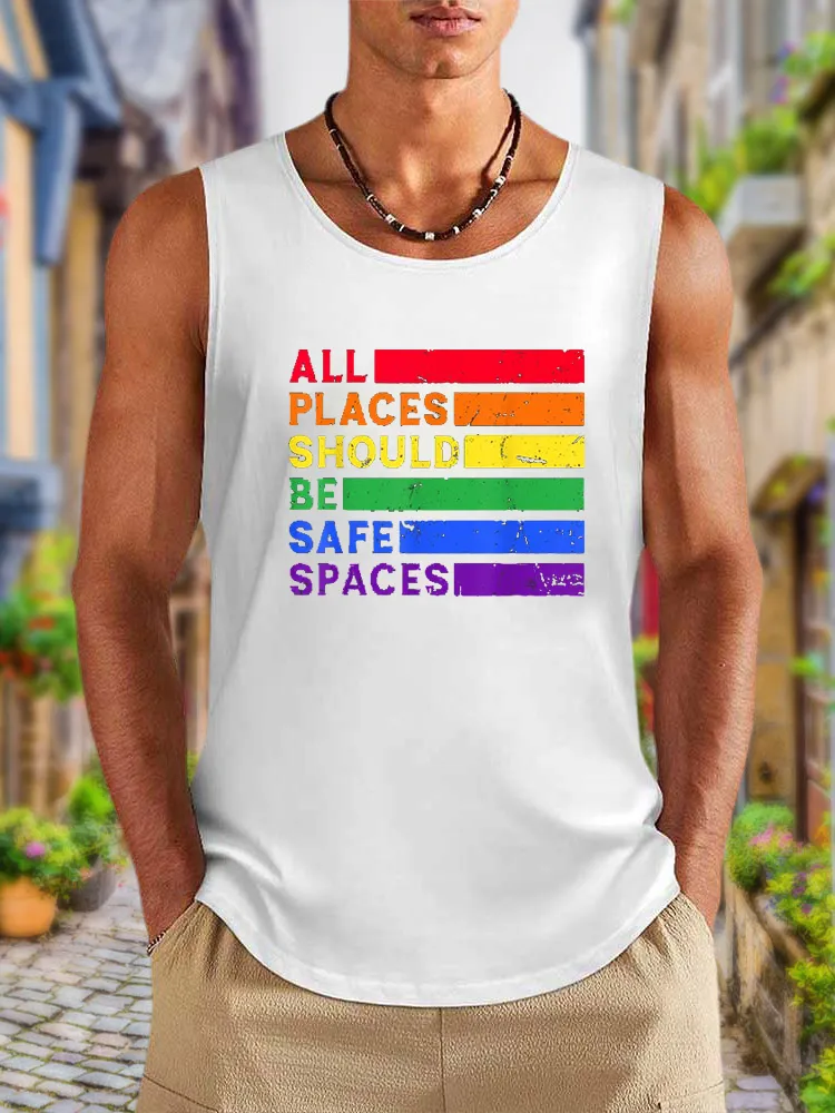 Men'S Vests All Places Should Be Safe Spaces Gay Ally LGBTQ Pride Month