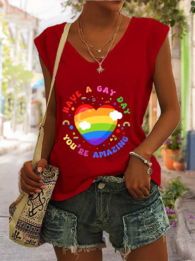 Women's Have A Gay Day You Are Amazing V-neck Vest