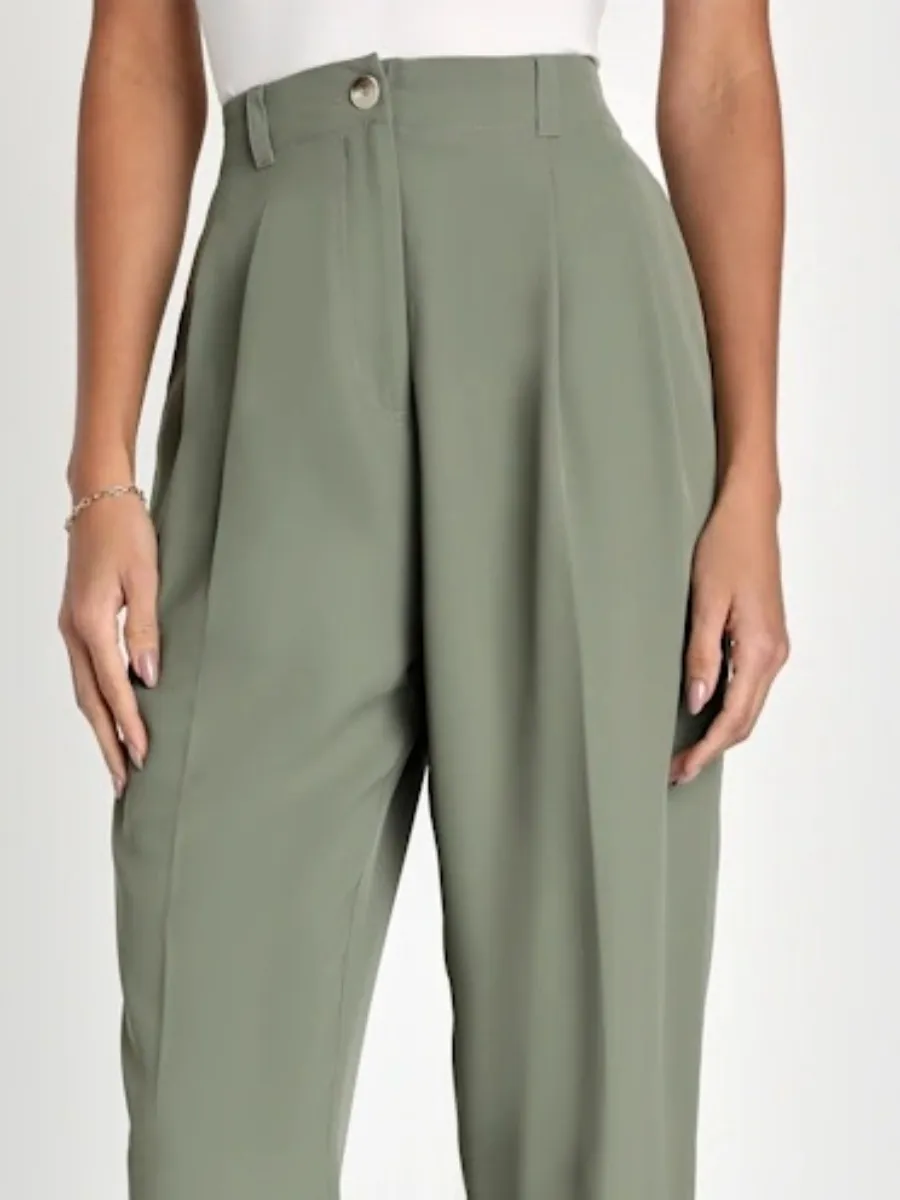 Pleated Straight Leg Pants