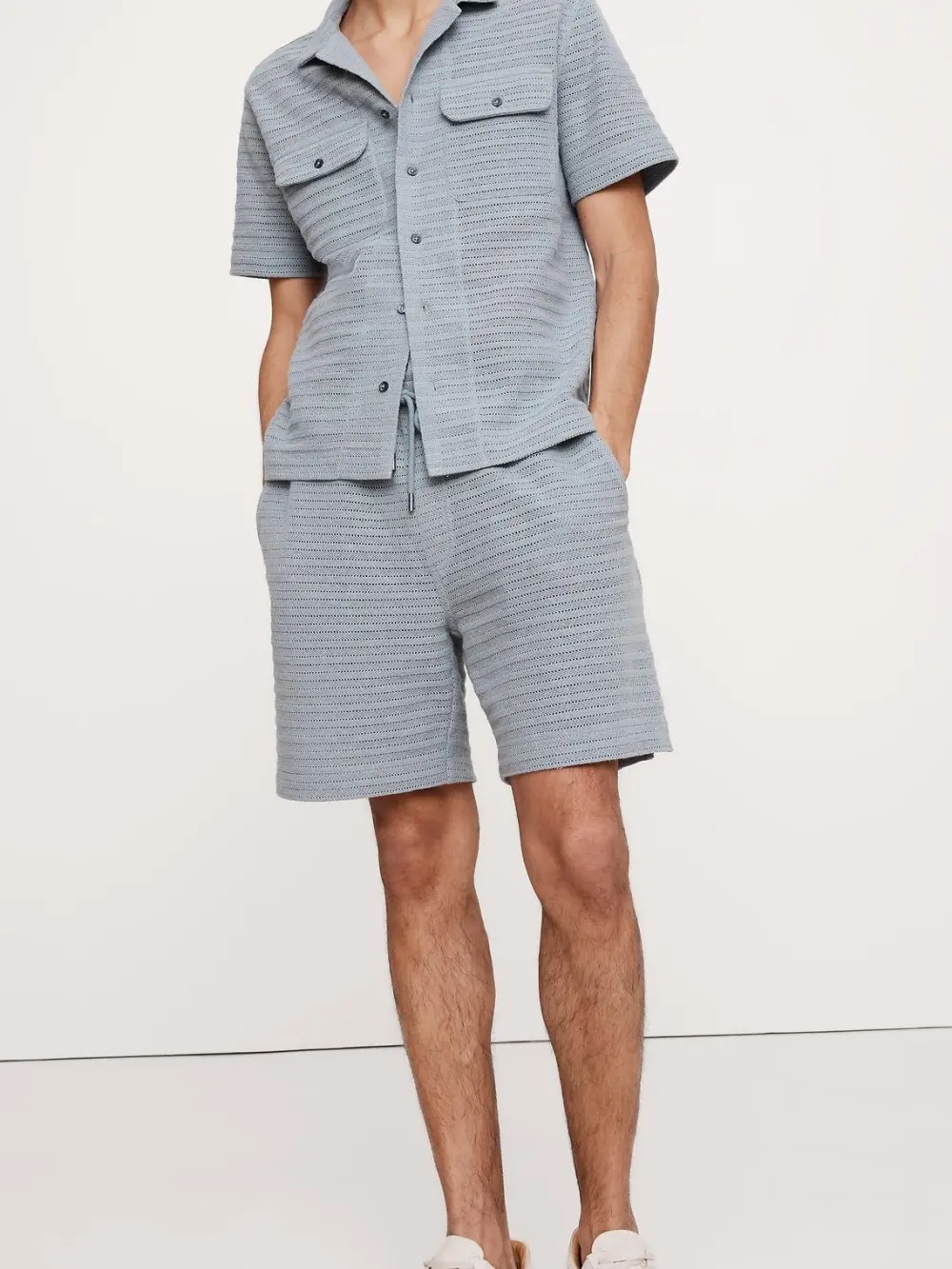 Men's Cool Blue Cotton Jacquard Shorts