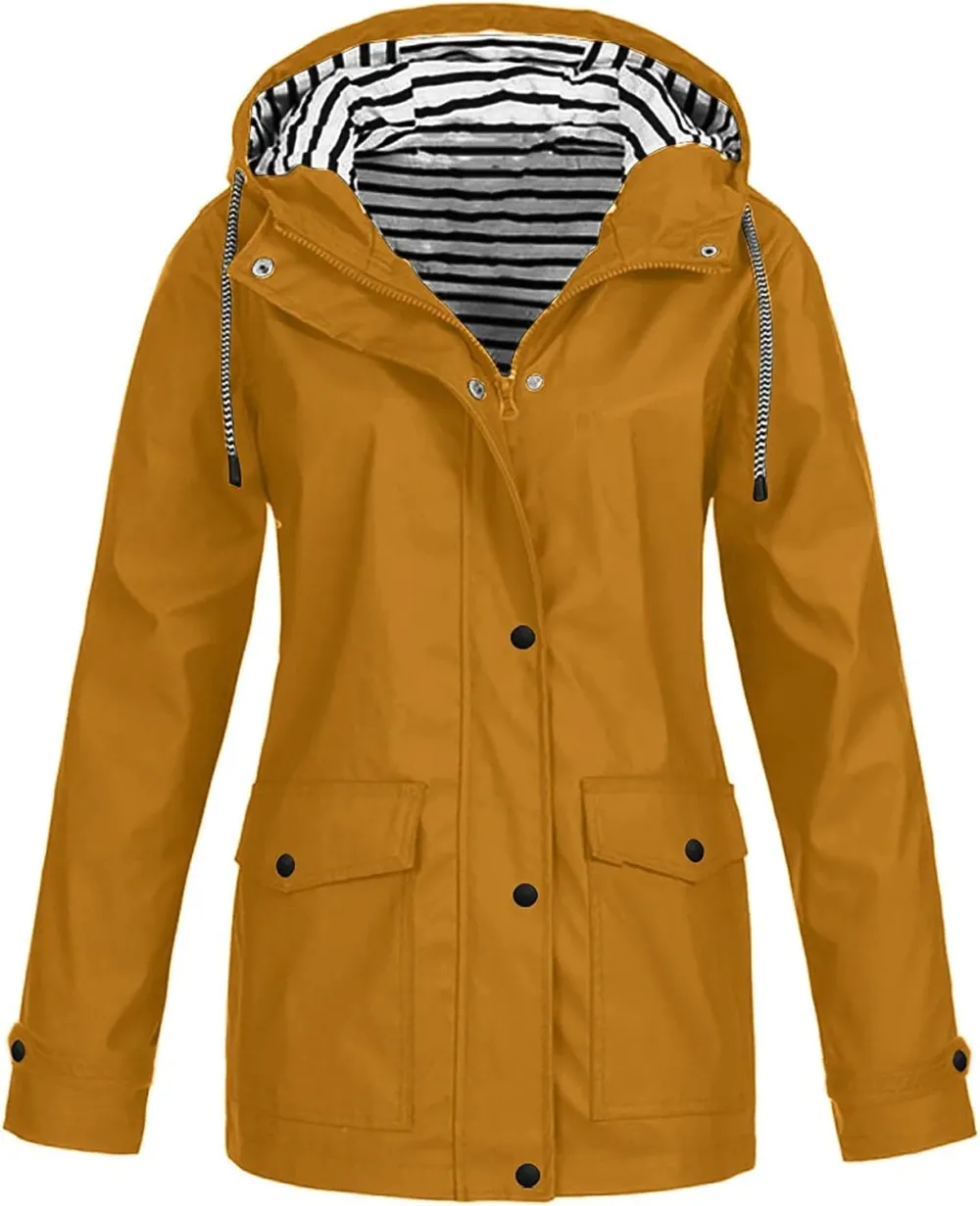 Rain Jackets For Women Waterproof With Hood Lightweight Casual Anorak Travel Hiking Coats with Pockets 720