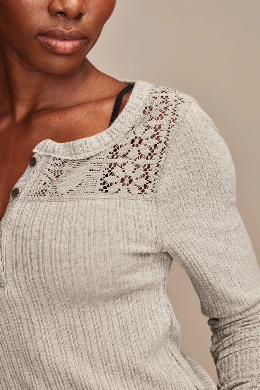 Medium Heather Grey Cloud Lace Mix Henley