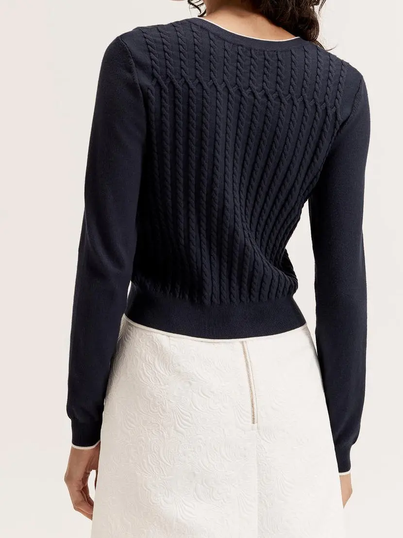 Navy Button Slim Knitwear