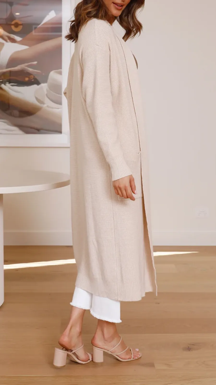 Solid Color Long Knitted Coat