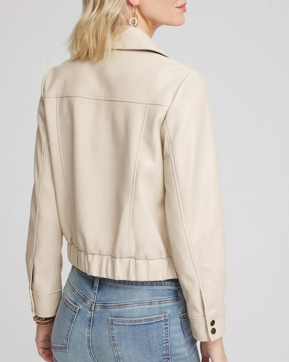 Beige Faux Leather Jacket