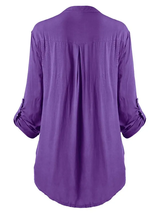 Women's Shirt Tunic Shirts Black White Wine Solid Color Floral Florals Lace Lace Trims Long Sleeve Daily Weekend Streetwear Casual Shirt Collar Regular Fit Spring Fall Winter