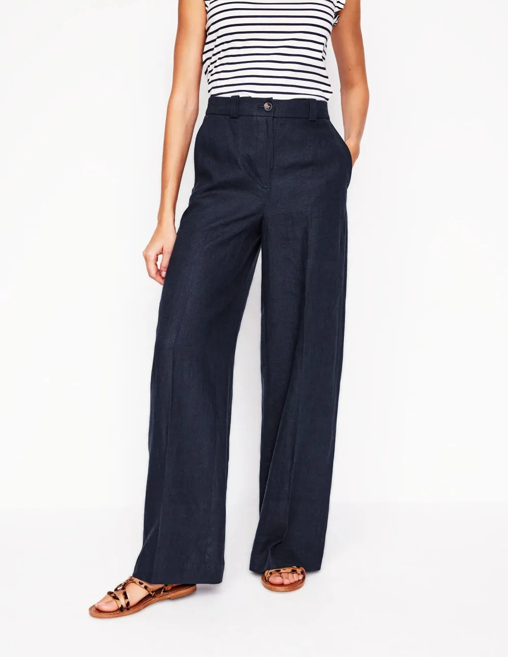 Navy Blue Westbourne Linen Pants