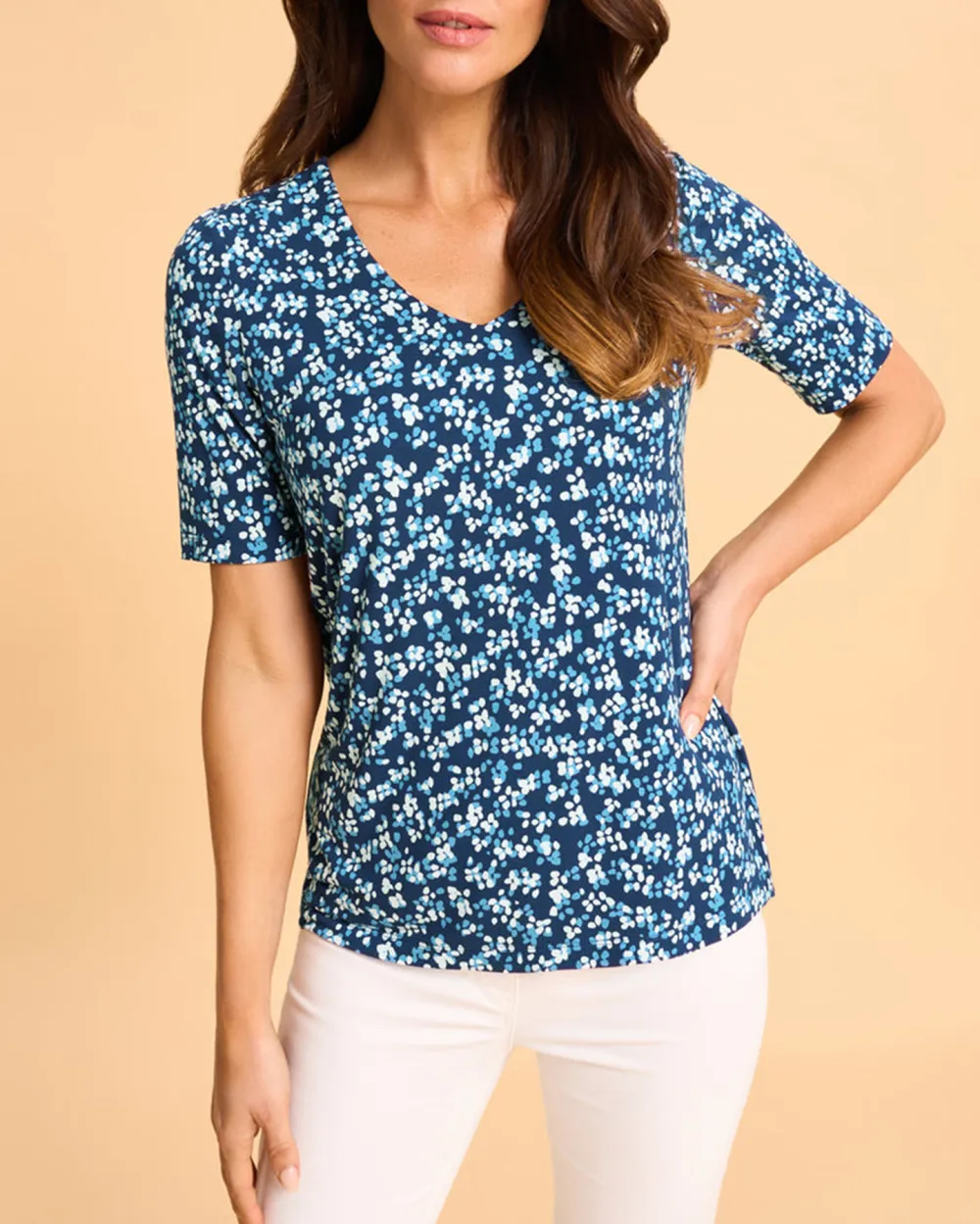 1/2 Sleeve V-Neck Tee