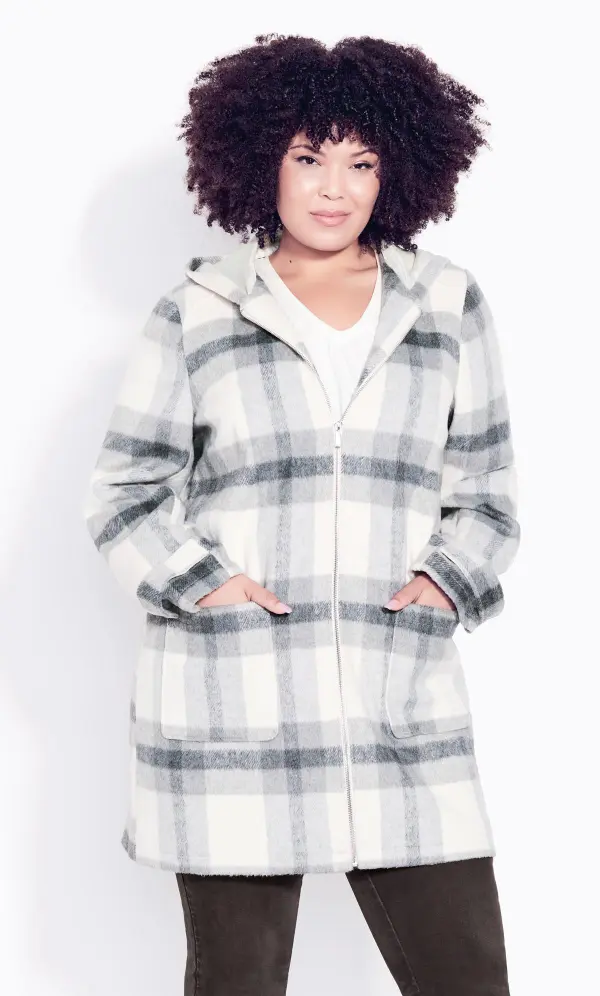 Evans Grey Check Hooded Jacket