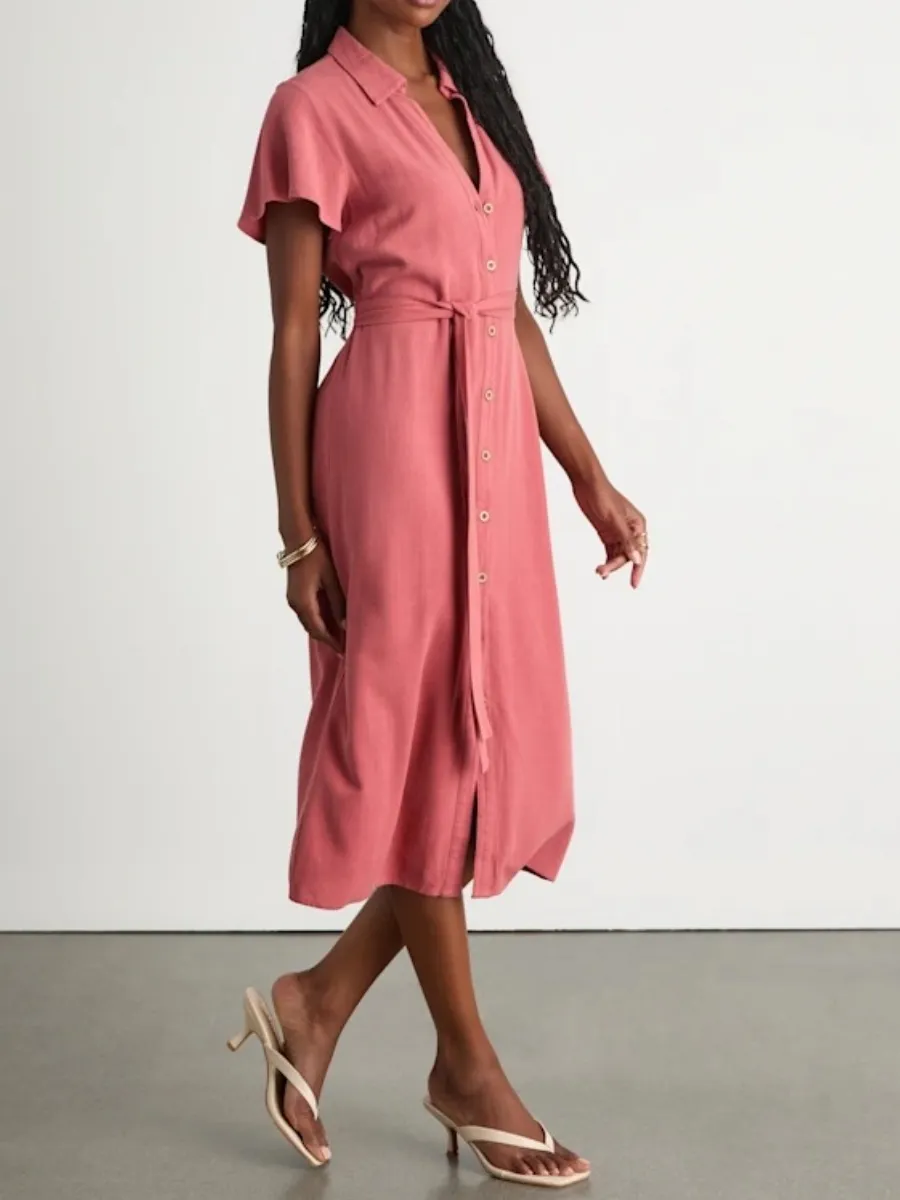 Button Front Midi Dress