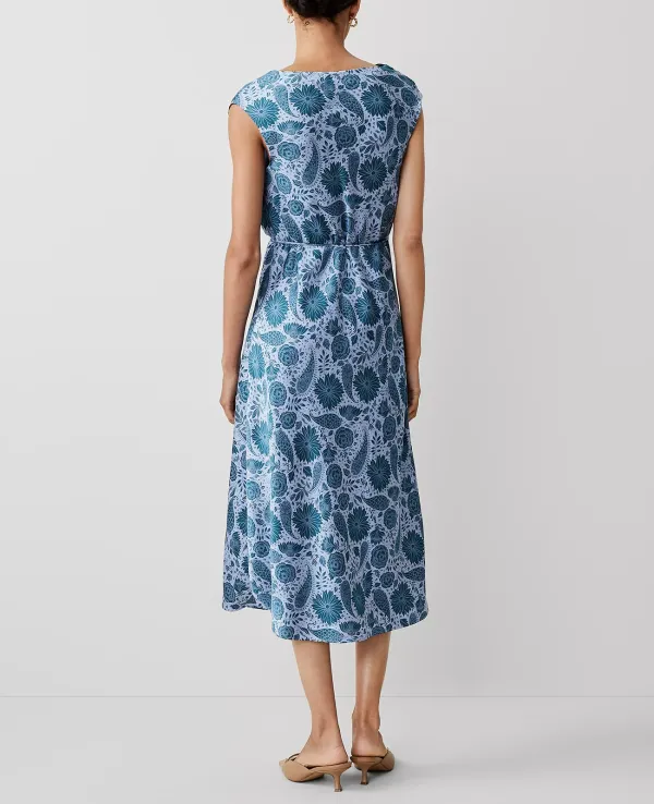 Floral Cowl Neck Flare Midi Dress