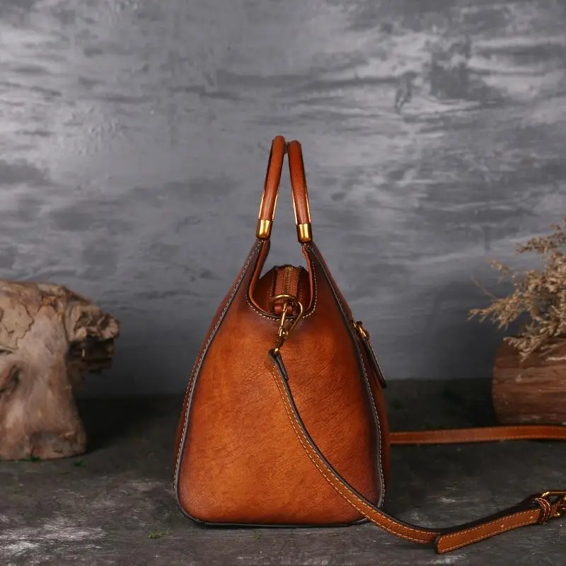 Retro & Elegant Cow Leather Handmade Handbag for Women