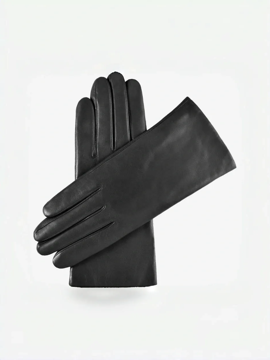 Pure Black  Cashmere Lined Lambskin Gloves