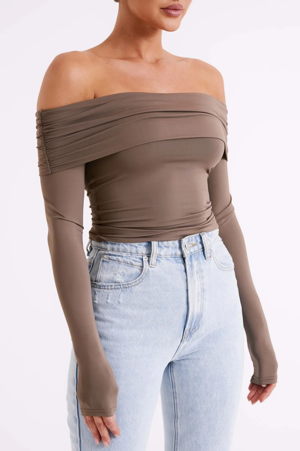 Recycled Nylon Off Shoulder Top