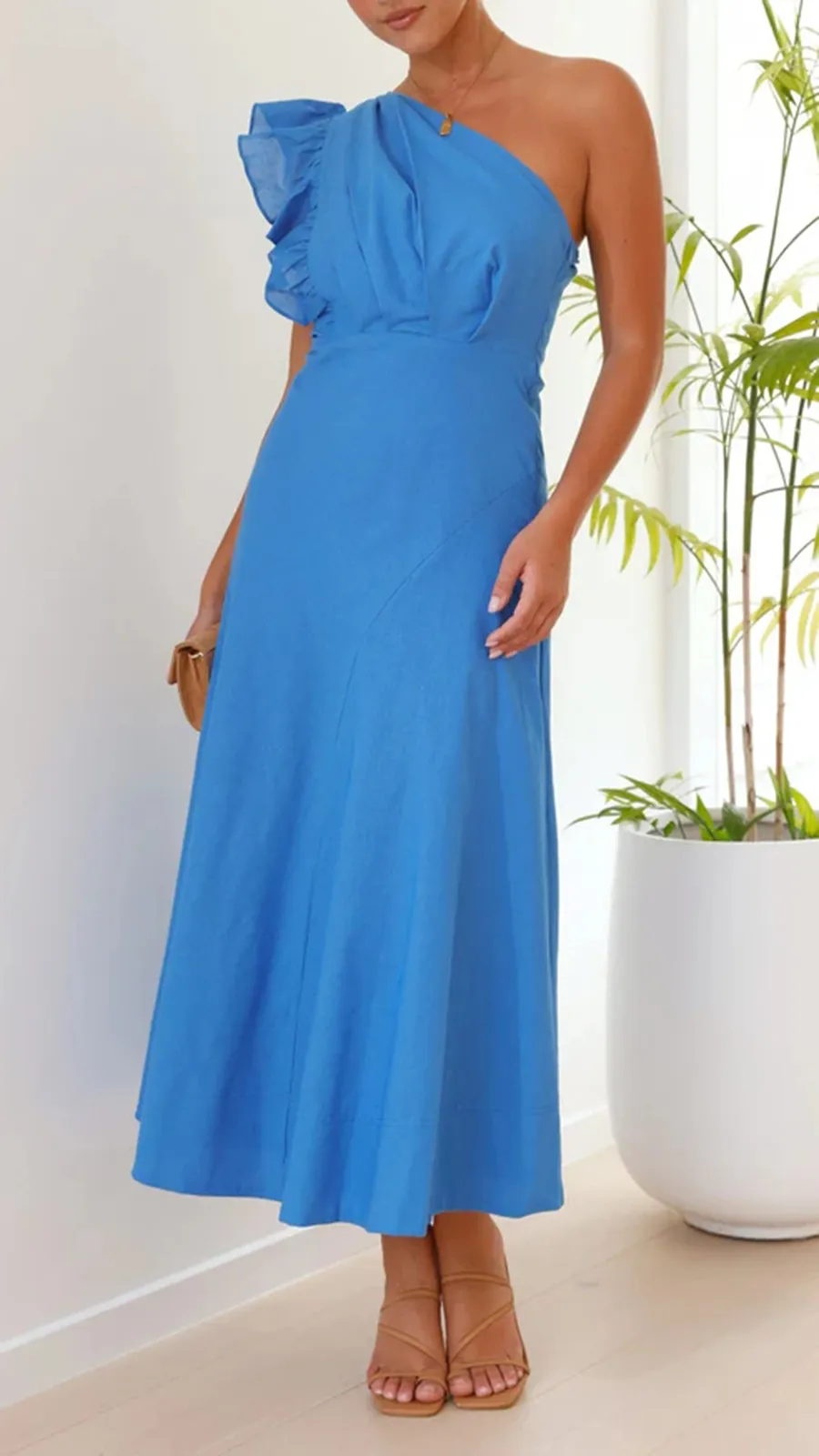 Ruffle Sleeve Midi Dress