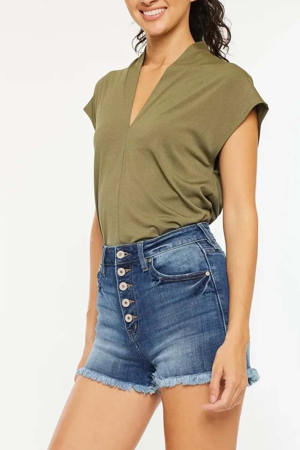 Classic Button Slim-Fit Blue Medium Shorts