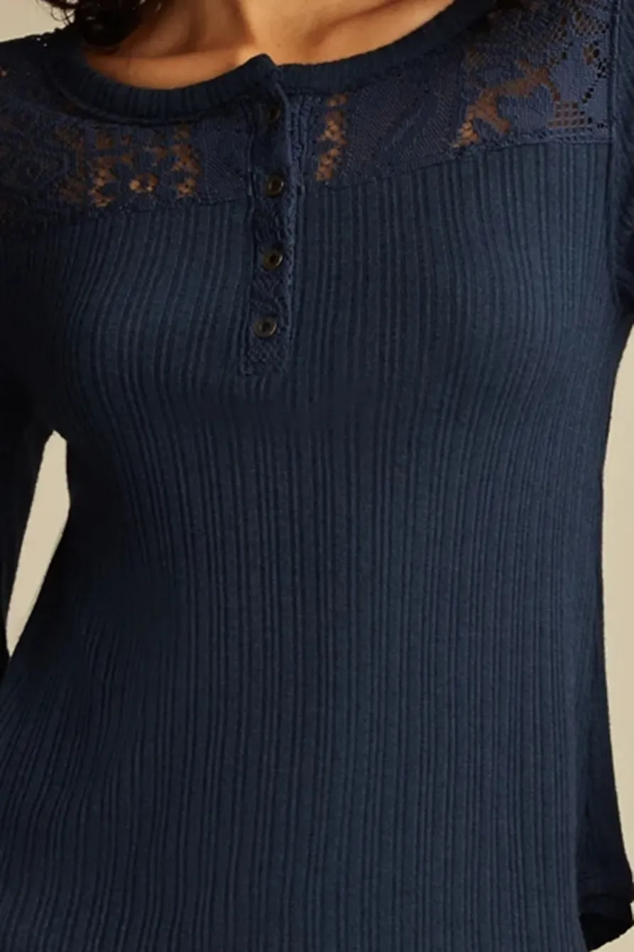 Dress Blues Cloud Lace Mix Henley