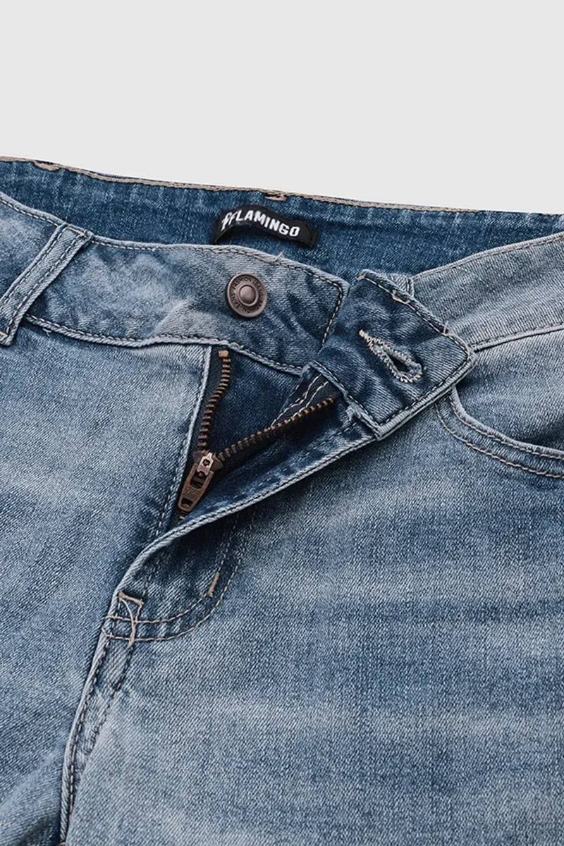 Vintage Zip Fly Mid Waist Bootcut Jeans Without Belt