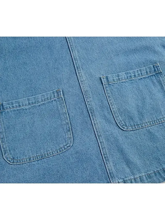 Women's Casual Dress Shift Dress Denim Overall Pinafore Dress Mini Dress Denim Fashion Modern Outdoor Daily Vacation U Neck Pocket Sleeveless Summer Spring 2023 Regular Fit Black Blue Gray Plain S M