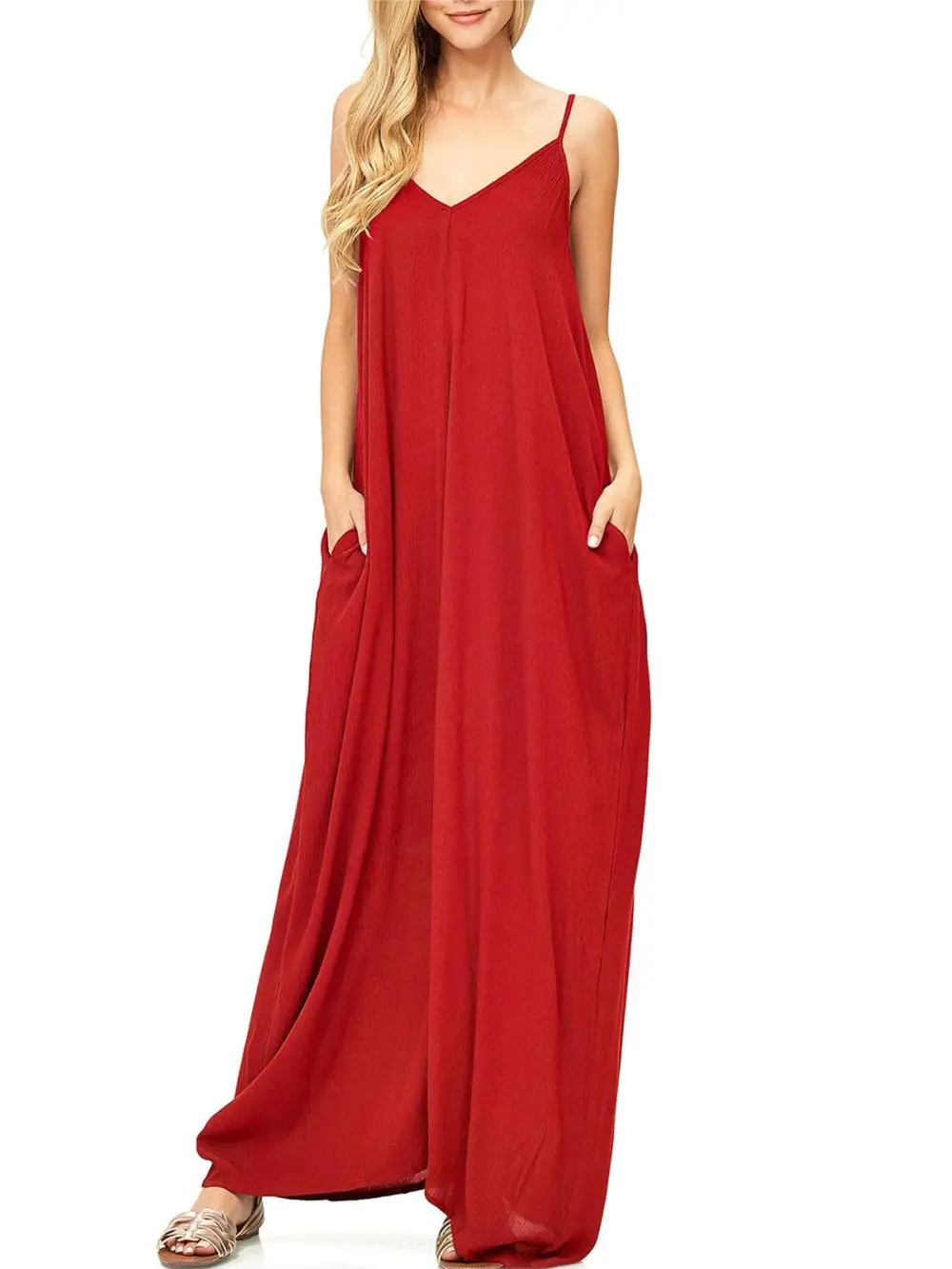 Red Sleeveless Maxi Dress
