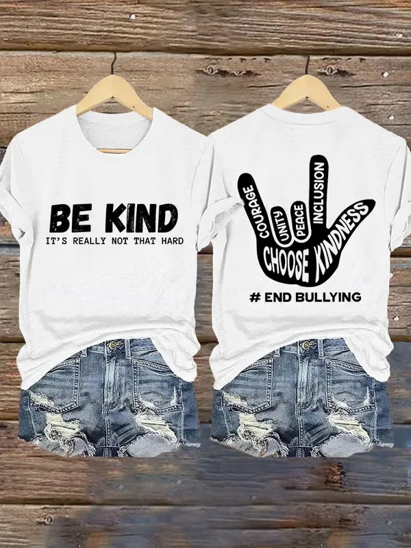 Women'S T-Shirt Retro Bullying Prevention Awareness Be Kind It'S Really Not That Hard