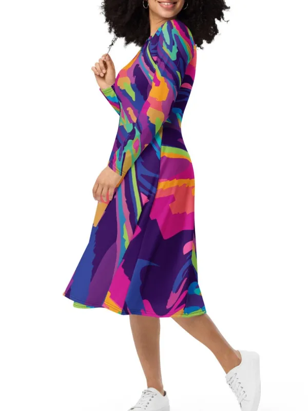 Neon Swirl Midi Dress