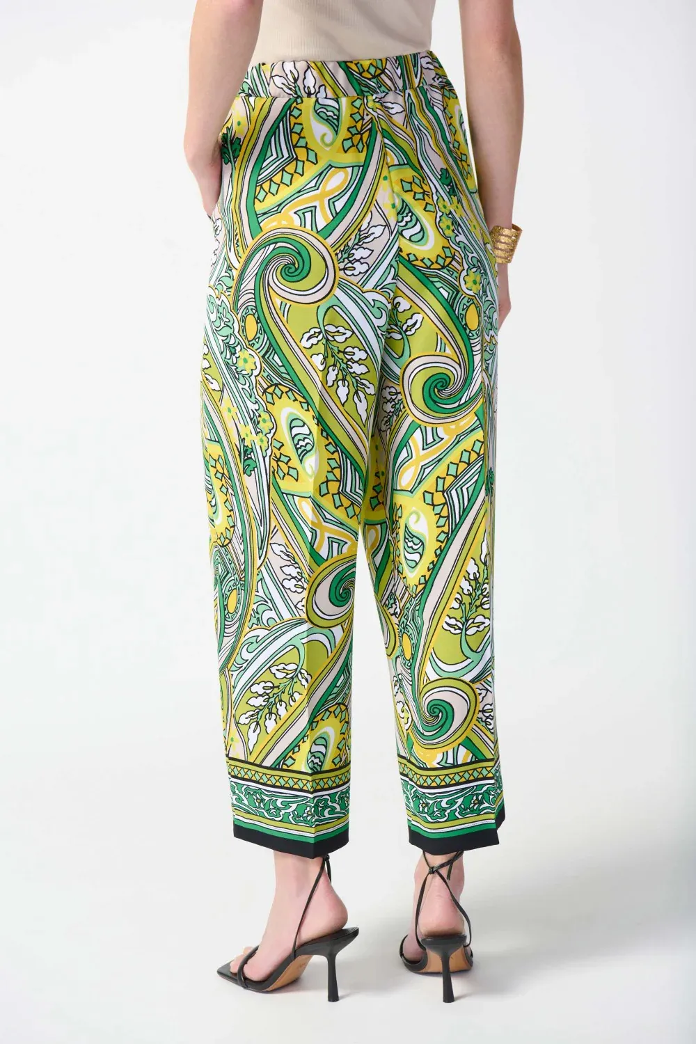 Woven Paisley Print Cropped Trousers