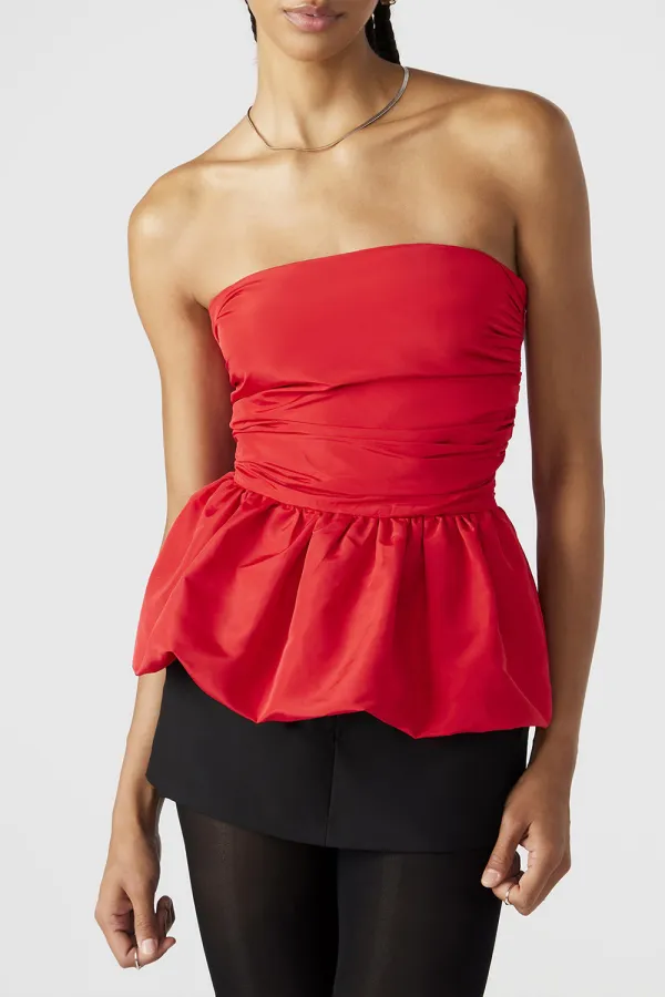 STRAIGHT NECK TOP RED