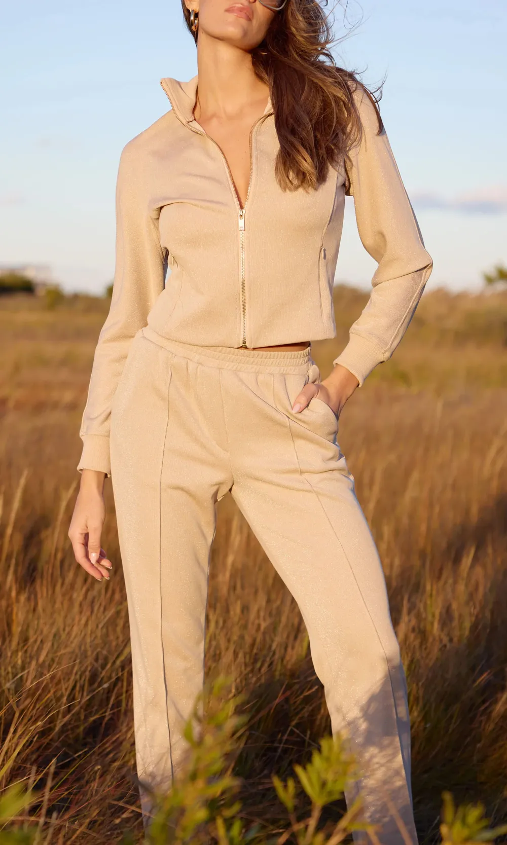 Elastic Waist Shimmer Sweatpants