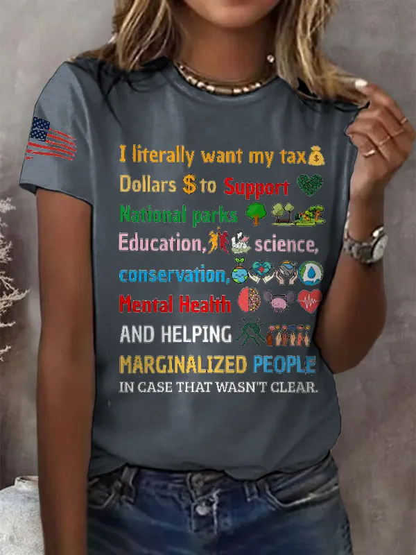 Women'S Support National Parks Print Round Neck T-Shirt