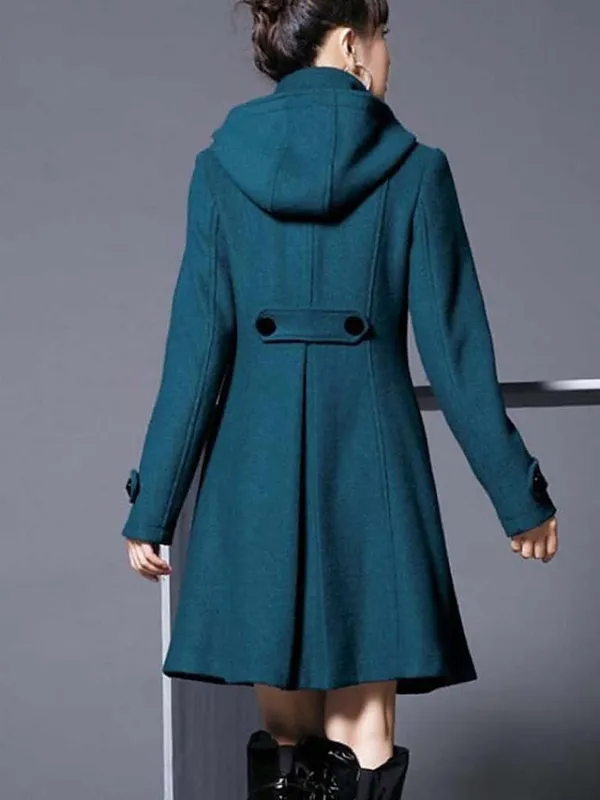 Women's Coat Cloak / Capes Work Street Daily Winter Fall Long Coat Stand Collar Regular Fit Windproof Warm Casual Jacket Long Sleeve Solid Color Green Black Dark Gray