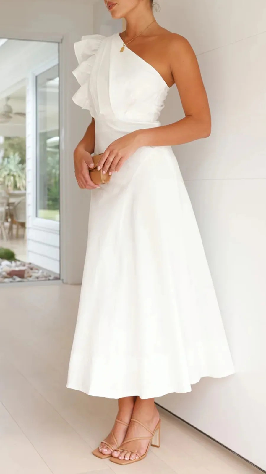 Ruffle Sleeve Midi Dress