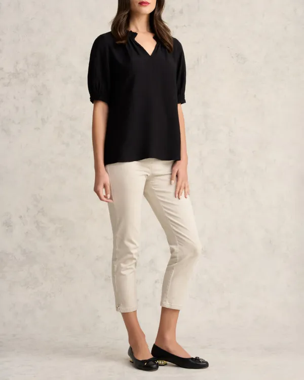Puff Sleeve V Neck Blouse