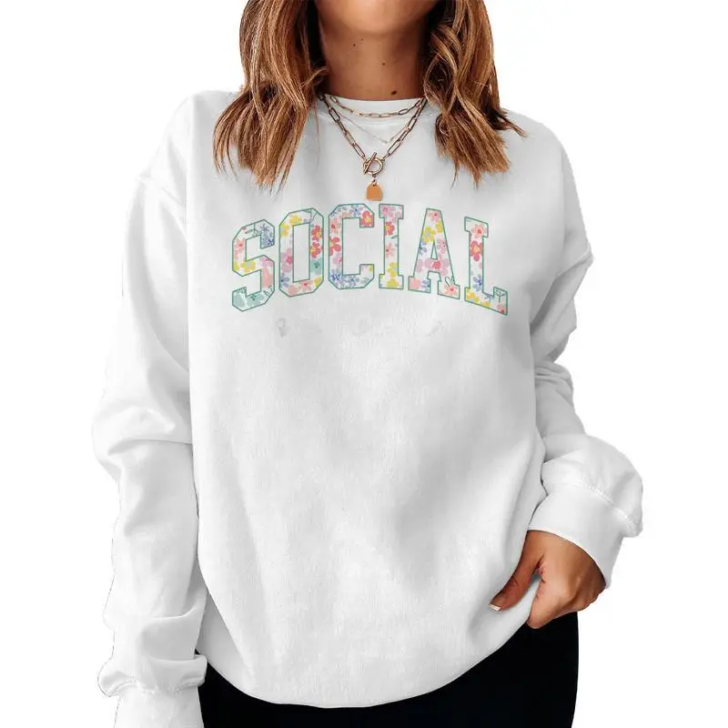 Retro Floral Social Services Social Worker Social Work Month Women Sweatshirt