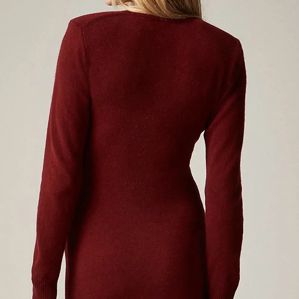 Crew Neck Long-Sleeve Vashmere Sweater-Dresses