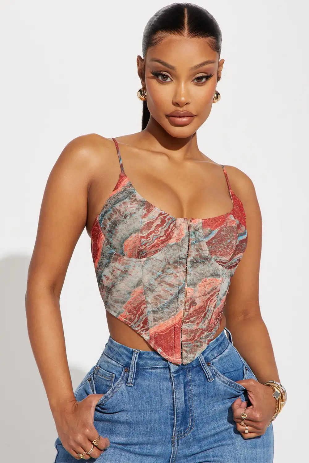 Marble Mesh Corset - Rust/combo