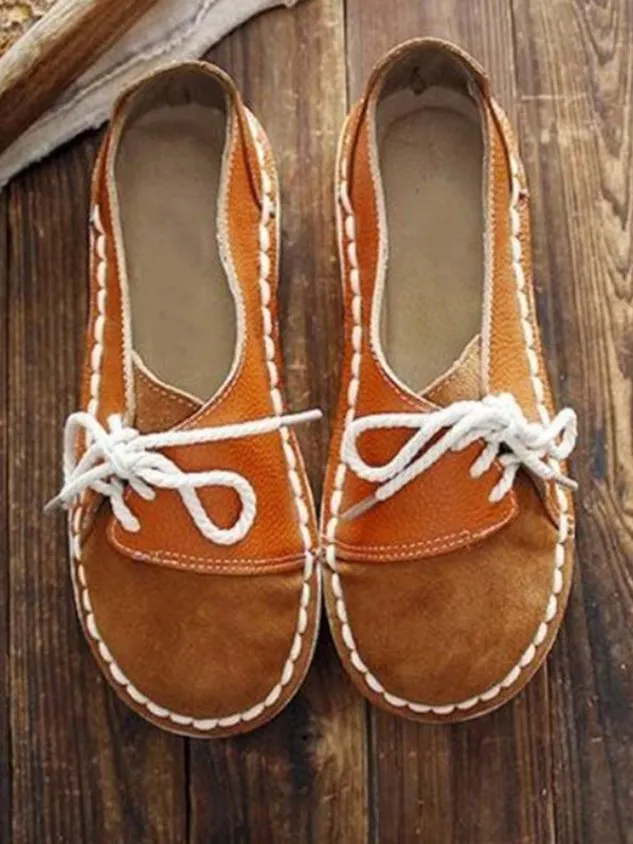 Women's Casual Vintage Round Toe Flats All Season Shoes