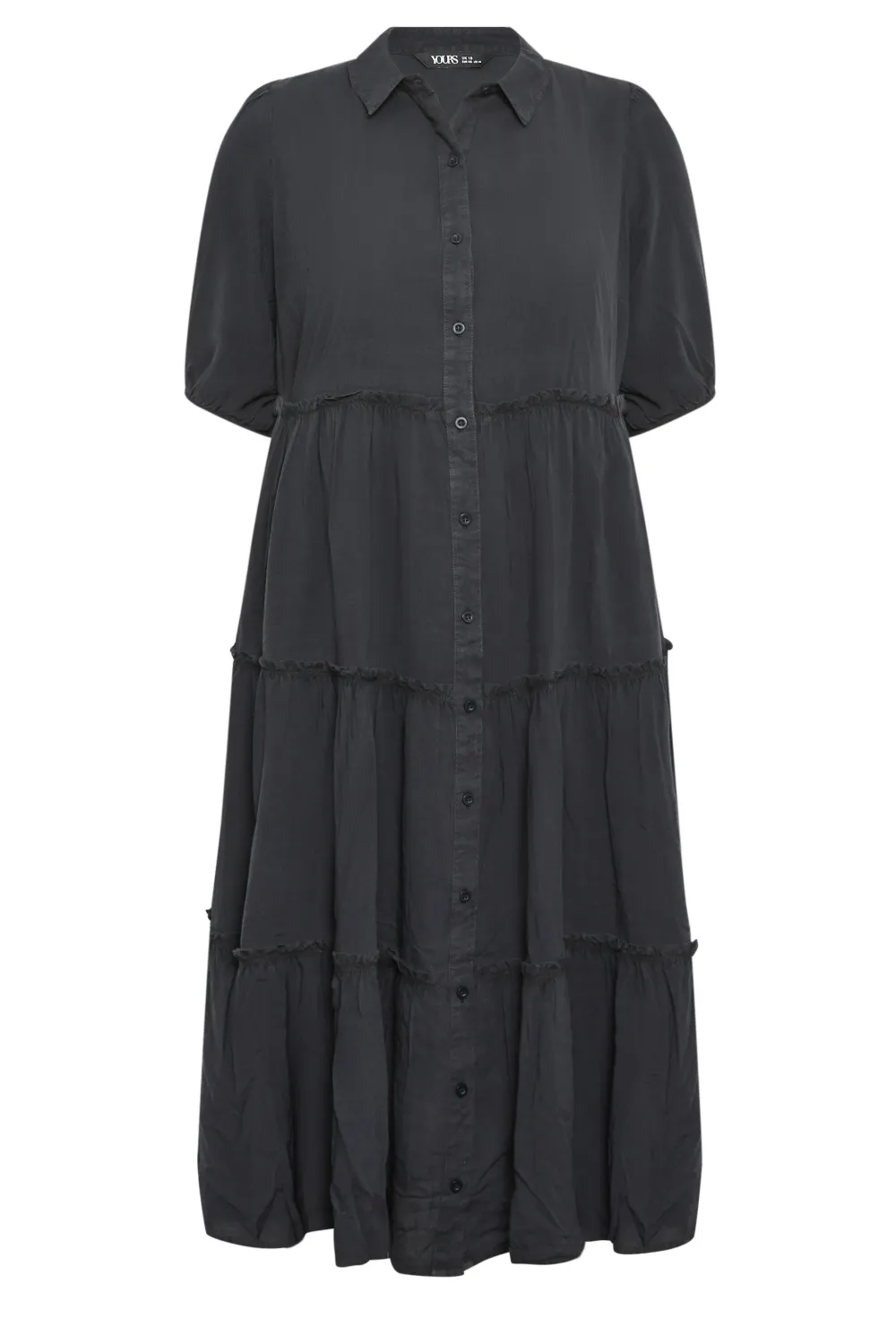 YOURS Curve Charcoal Grey Midi Shirt Dress