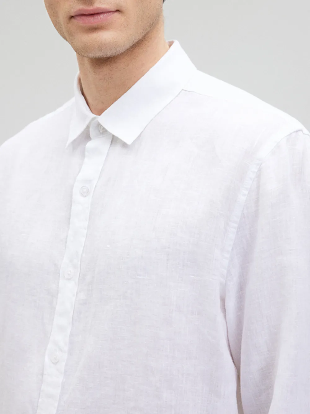 Collar Crew Neck Long - Sleeve Shirt