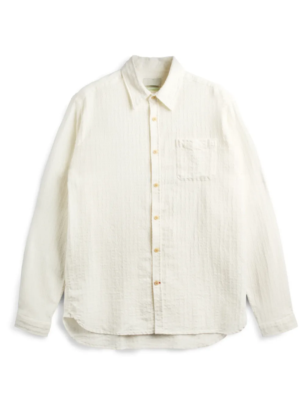 Long Sleeve Casual Style Cream Cotton Shirt